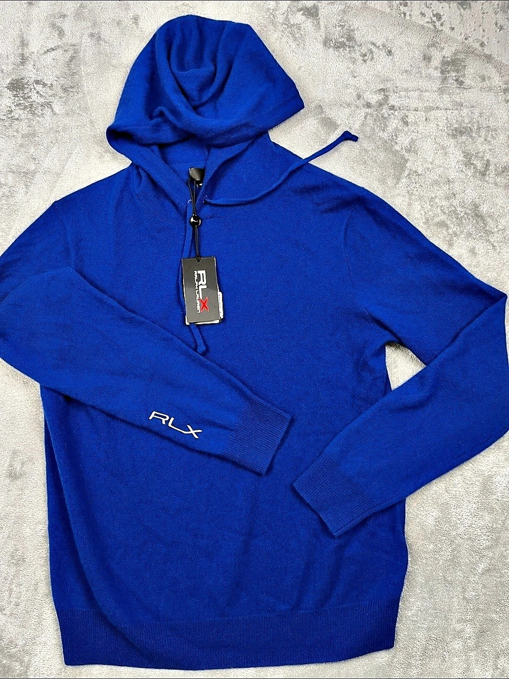 NEW Ralph Lauren RLX S Washable 100% Cashmere Hoodie Cashmere Hoodie Blue